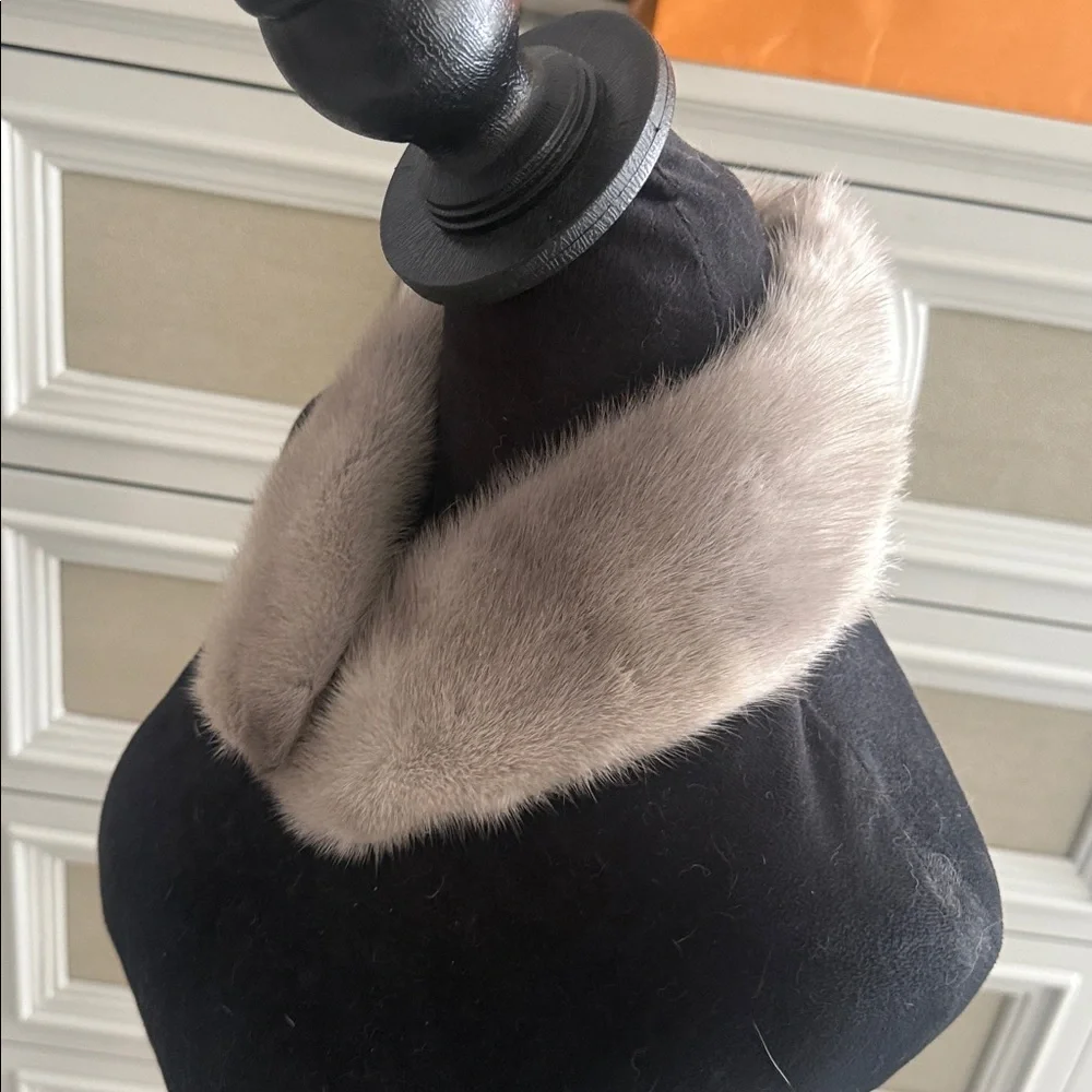 Real mink fur collar clip on